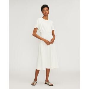 Everlane Organic Cotton Waisted Dress Canvas Cream Midi Minimalist Dress S New